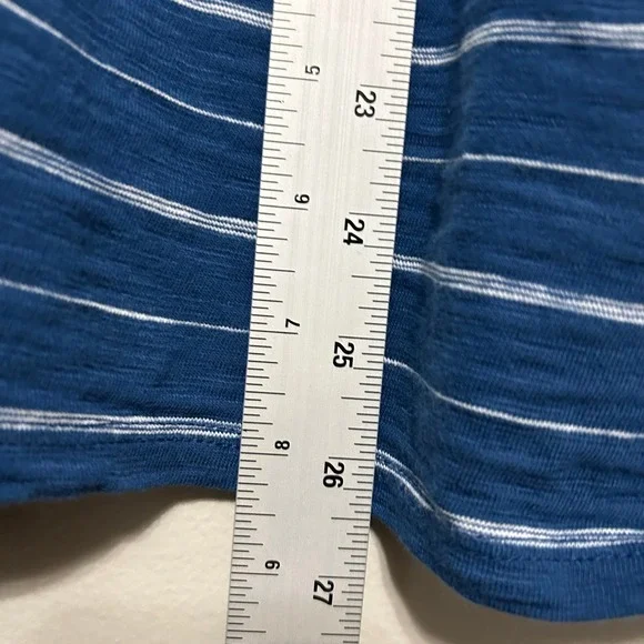 Habitat Women's Top XL Blue Striped Asymmetrical 3/4 Sleeve Cotton Tunic Coastal - Picture 7 of 9